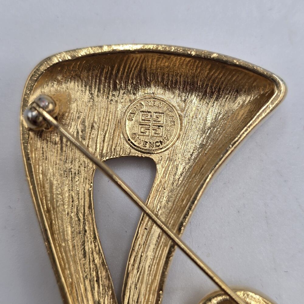 Vintage Givenchy Pi Sign Brooch Pin Gold-Tone 3" Abstract Modern Couture 80's - Picture 3 of 6